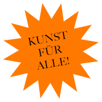 an orange star with the words kunst für alle