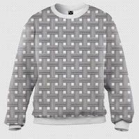 a grey and white sweater with a pattern of squares